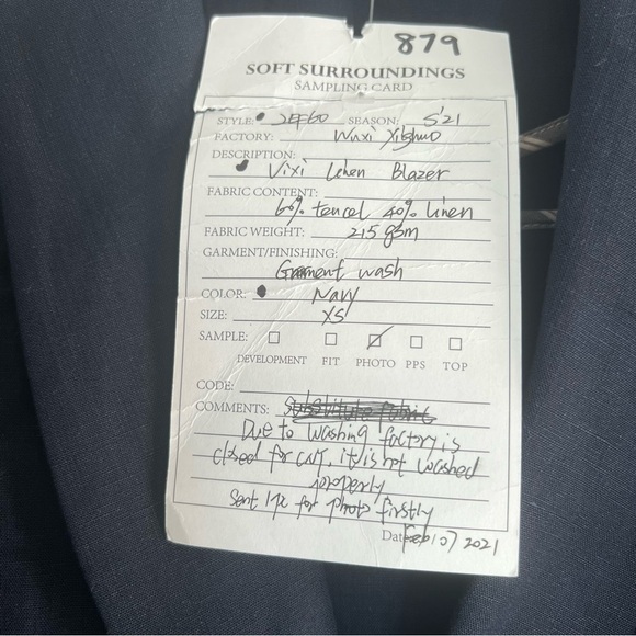 SOFT SURROUNDINGS Vici Linen Blend Blazer in Navy Blue Size XS — NWT - Picture 7 of 9